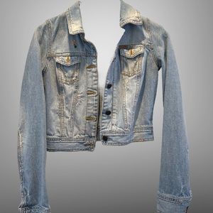 Hollister Distressed Cropped Stone Washed Denim Jacket
